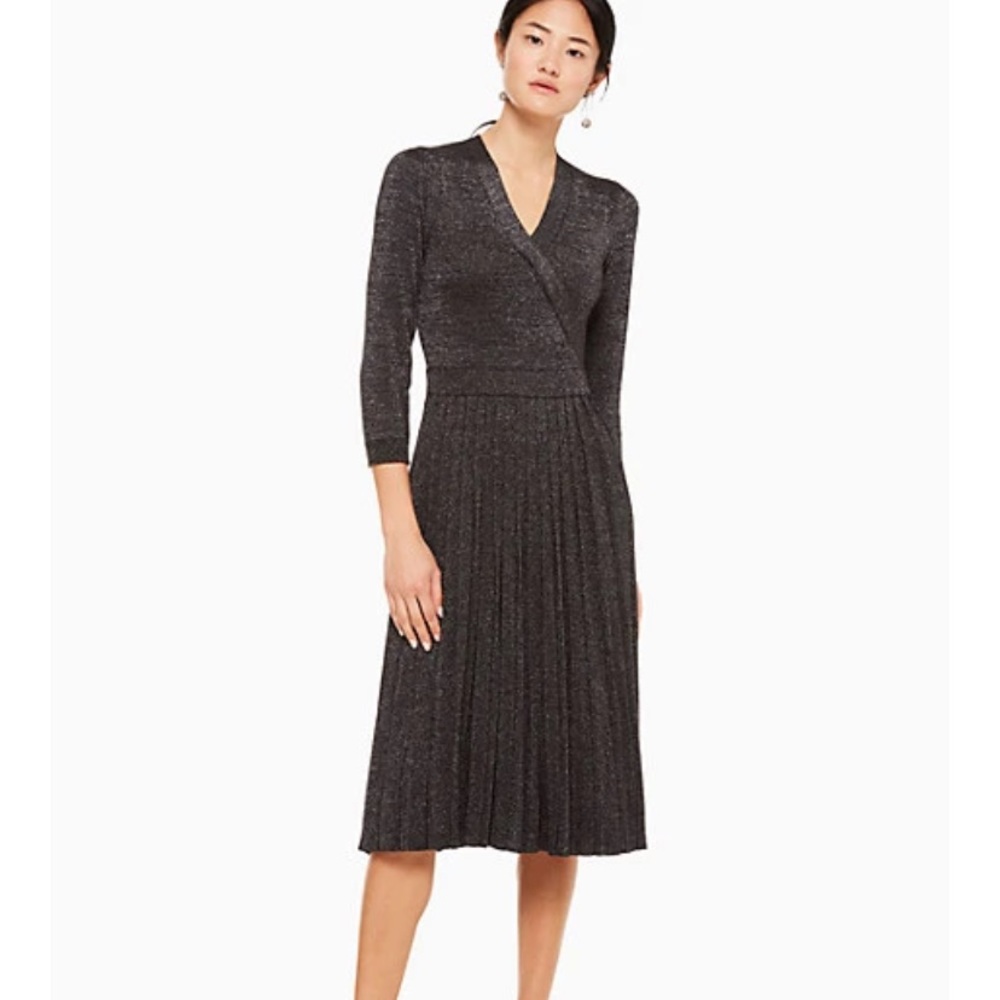 KATE SPADE Metallic Wrap Sweater Dress